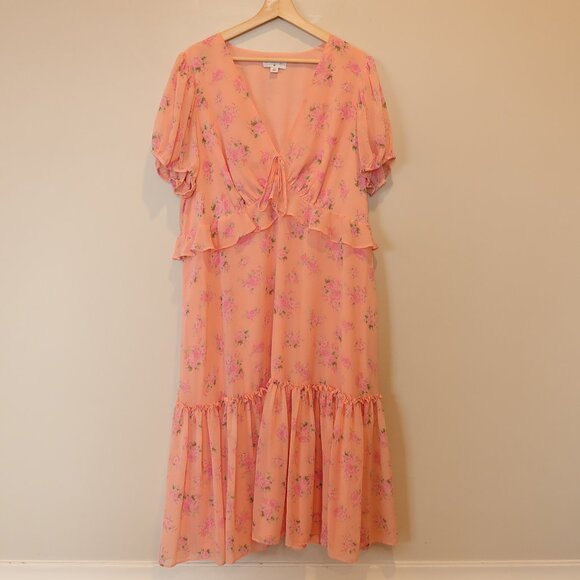 LoveShackFancy Target pink Floral Ruffle Midi Dress 18 Cottagecore romantic milk - Picture 2 of 8